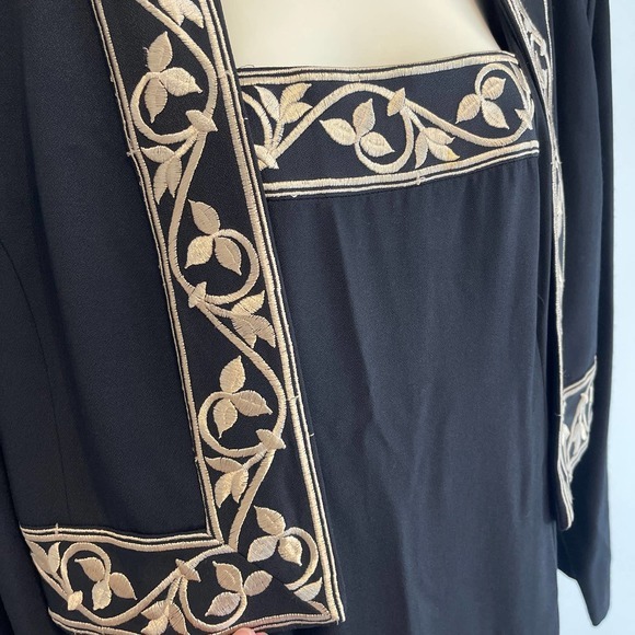 Jaclyn Hart Black with Tan Embroidery Tank Maxi Dress & Jacket Large - Picture 4 of 9